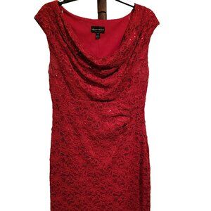 Red Lace Knee Length Dress Size 12